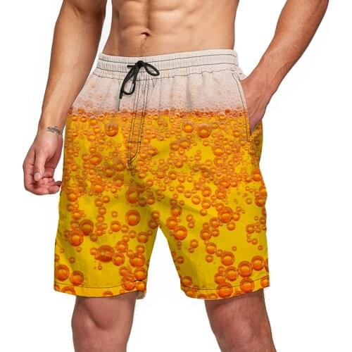 Mens Iiqueur Graphic Beach Shorts 3D Pattern Beer Boardshorts Men/Women Short Pants
