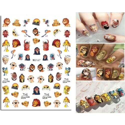 The Lion King Nail Art Stickers Tips Simba PUMBAA Childrens Animation Peripherals Creativity Manicure Foils Accessories Decals