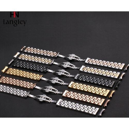 Stainless Steel Watchband For Wristwatch Straps Arc mouth Interface Wristbands 14mm 16mm 18mm 19mm 20mm 21mm 22mm