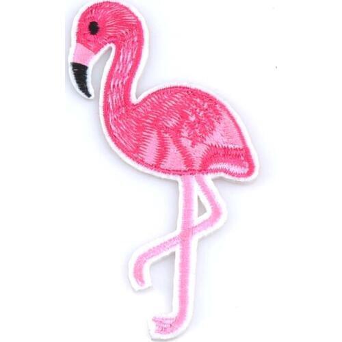 New Stickers Jaqueta Jeans Patches DIY pink Flamingo Patches for Kids Clothes Sewing-on Embroidered Patch Motif Applique CP1551