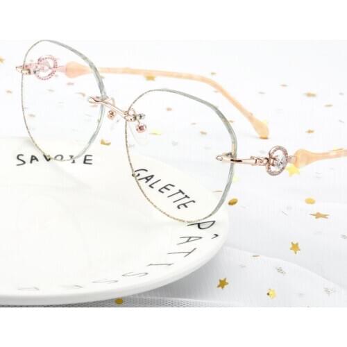 New Red Anti-blue Retro Trimming Glasses Round Glasses Frames Eyeglass Frames Rimless Eyeglass Frames Designer Glasses