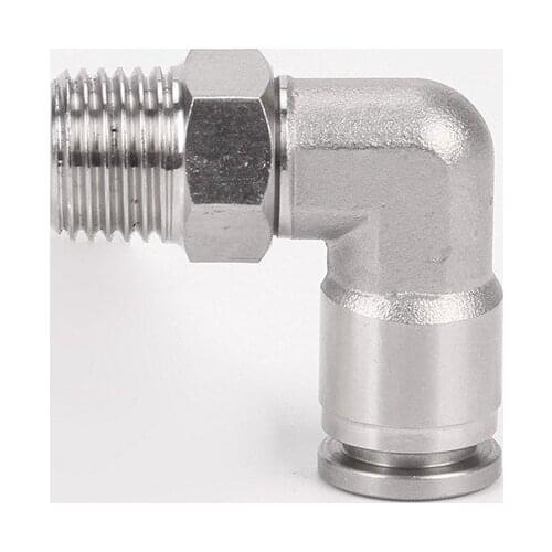 PL pneumatic stainless steel connector BSP4mm-12mm hose 1/8" 1/4" 3/8" 1/2" external thread pneumatic pipe elbow connecting pipe