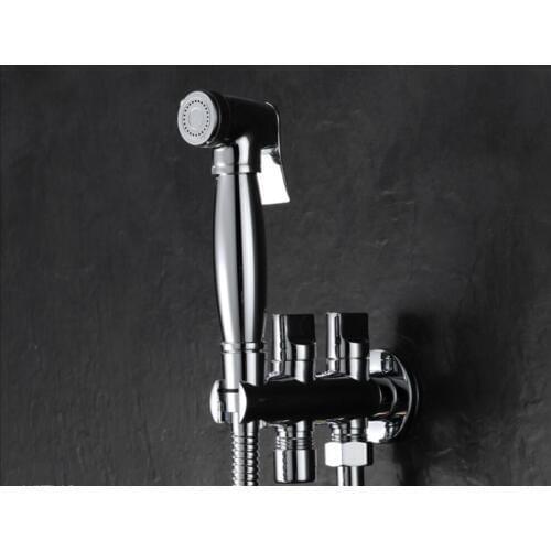 Total Brass chrome functional Women Hand held Bidet Shower set Mixer Portable bidet spray faucet with 1.5m hose