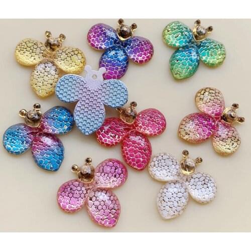 Mix Color Cartoon Animal Bee Resin Flatback Cabochon DIY Decorative Craft Scrapbooking Wedding Decoration 21*22mm 20pcs -B43A