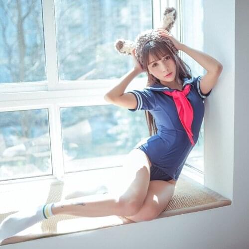 Sexy Girls Womens Sailor Collar Erotic Japanese School Girl Teddy One-piece Swimsuit Bodysuit Cosplay Costume