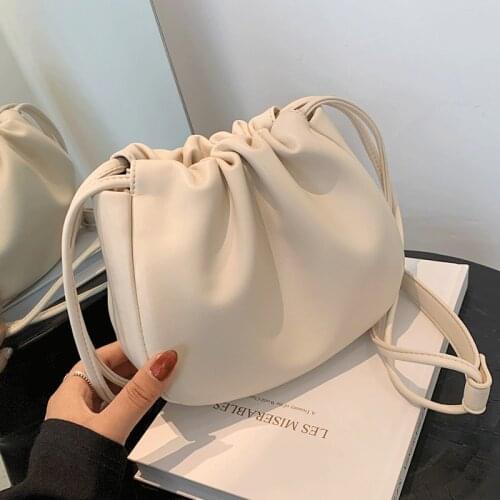 Female Messenger Bag Brand Designer Solid Handbags Sac Ladies Drawstring Crossbody Bags for Women Soft Shoulder Bag Clouds Sac