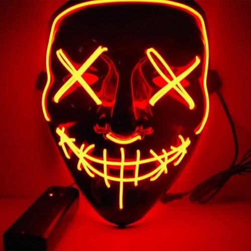 Cosplay LED Mask Vendetta EL Wire Halloween Mask Flashing Neon Costume Anonymous Masks for Glowing Dance Carnival Party Masker