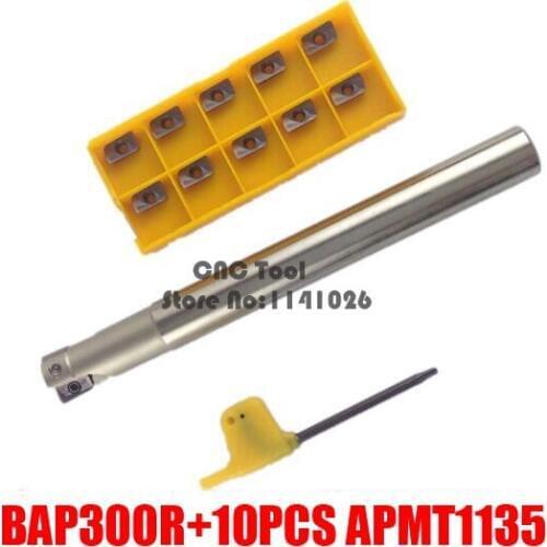 1pc BAP300R C10 C12 C14 C15 C16 C19 C20 Face Mill 120 150 and 10pcs APMT1135 Carbide Insert High Quality Milling Cutter Tool Set