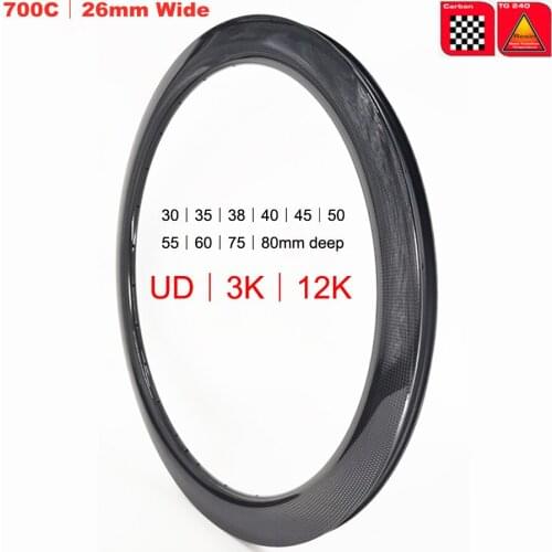 Carbon 30mm 45mm 55mm 75mm road rim 23mm wide tubular rim basalt disc brake 12K 3K UD matte 700c tubeless ready carbon bike rim