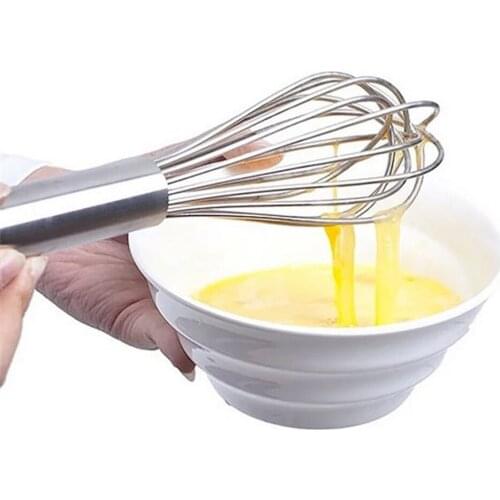 10/12 Inches Egg Whisk Stainless Steel Manual Egg Beater Mixer Kitchen Baking Utensil Milk Cream Butter Whisk Mixer Hand Tool