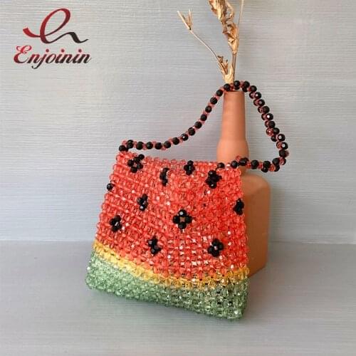 Fun Watermelon Pattern Fashion Women Purses and Handbags Handmade Beaded Vacation Shoulder Bag Casual Clutch Designer Bag
