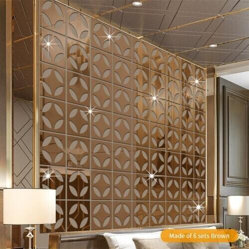 28x28cm Hollow Design Home Decoration Mirror Stickers For Living Room Bedroom Ceiling Wall Decor Self Adhesive Acrylic 3D Decal