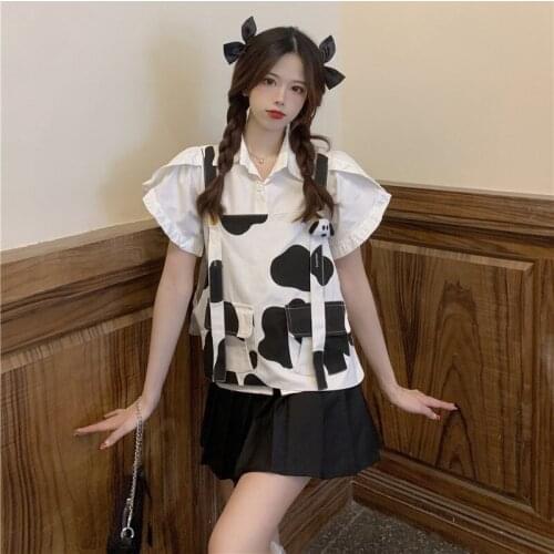 Japanese Kawaii Girl Set Milk Big Pocket Vest Sweet Cute Lotus Leaf Sleeve Two Piece Suit 2021 Summer Soft Girl WomenS Clothing