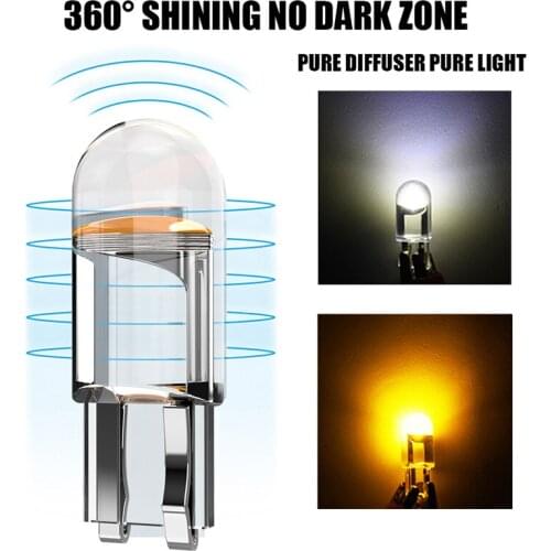 1PC COB Glass W5W Led T10 Car Light 6000K White Auto Automobiles License Plate Lamp 12V