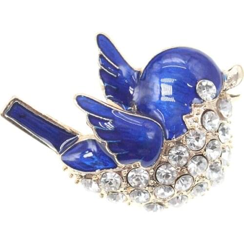 10pcs/lot 40*35mm Bird Enamel bird Brooch Pin Gold Tone Rhinestone Crystal Animal Wedding Brooches Pins