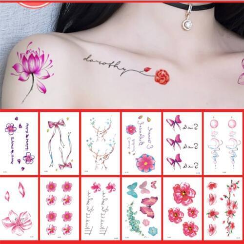 30 pcs Sexy Lips Leaf Black Cartoon Temporary Tattoo Cute Star Tattoo Sticker Love Women Body Finger Art Waterproof Tatoo Kids