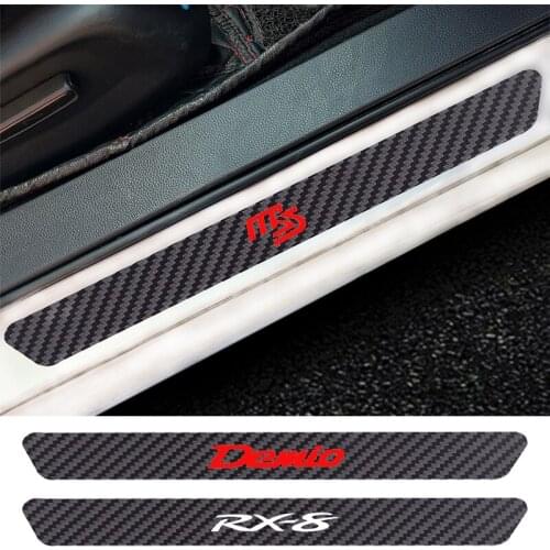 4PCS Car Door Sill Anti kick Stickers Carbon Fiber Auto Door Sticker For Mazda DEMIO AXELA ATENZA SKYACTIV MX-5 CX-3 5 7 8 9