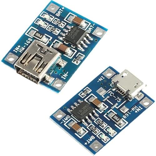 5pcs Micro Mini USB 5V 1A TP4056 Lithium Battery Charger Module Charging Board With Protection Dual Functions 1A Li-ion