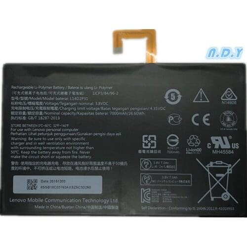 7000mAh L14D2P31 For Lenovo Tab 2 A7600-F A10-70F Tab2 A10-70 A10-70L Battery