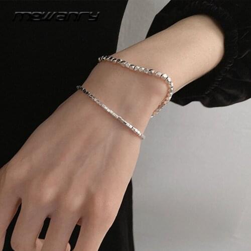 Mewanry 925 Sterling Silver Beads Chain Bracelet for Women New Trend Couples Creative Unique Design Party Jewelry Birthday Gifts