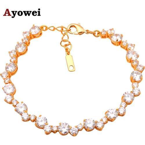 White Zircon Crystal Gold tone & charm Gift bracelets Health Nickel & Lead free Fashion jewelry TB493A