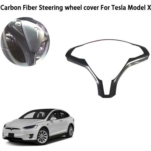 For Tesla Model X 2019-2020 Carbon Fiber Pattern Interior Steering Wheel Cover Trim
