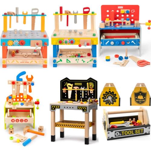 Wooden Workbench Toys Wood Tool Stand Set Birthday gift for Children Toddlers and Kids