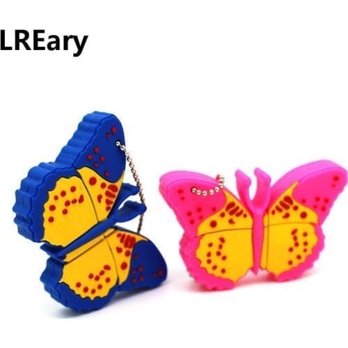 Cartoon blue pink butterfly usb flash drive disk memory stick Pen drive simulation computer gift 4gb 8gb 16gb 32gb pendrive