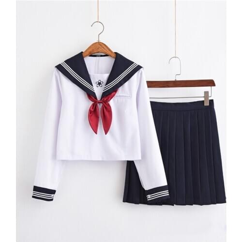 2021 New Spring Sakura Embroidery Japanese Plus Size School Girl Uniform College High Middle School Student Sailor Suits XXL