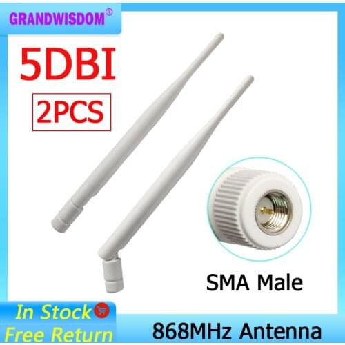 2pcs 868MHz 915MHz Antenna 5dbi SMA Male Connector GSM 915 MHz 868 MHz antena signal repeater antenne waterproof Lorawan