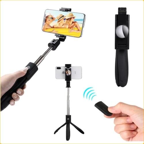 K06 3 IN 1 Wirleless Bluetooth Selfie Stick With Convex Mirror Tripod Portable Extendable Foldable Monopod Tripod for Phone