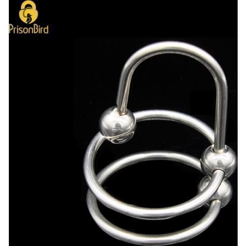 Sex Training Stainless Steel Penis Urinary Plug with 2 Size Cock Ring,Urethra Catheter,Sex ToyUrethra Stimulate Dilator A073