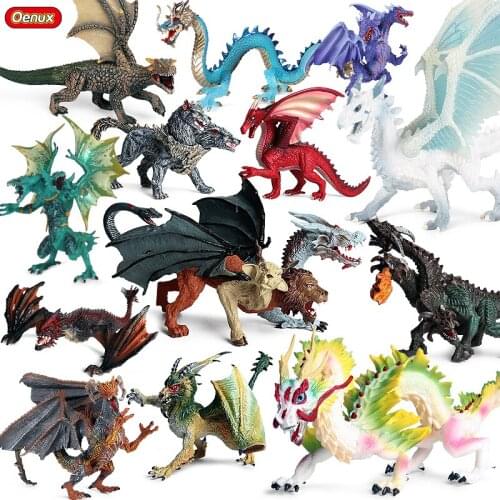 Oenux Chinese Dragon Animal Model Toys Savage Flying Magic Dragon Dinosaur Toy Action Figures Simulation Model Collection Toys
