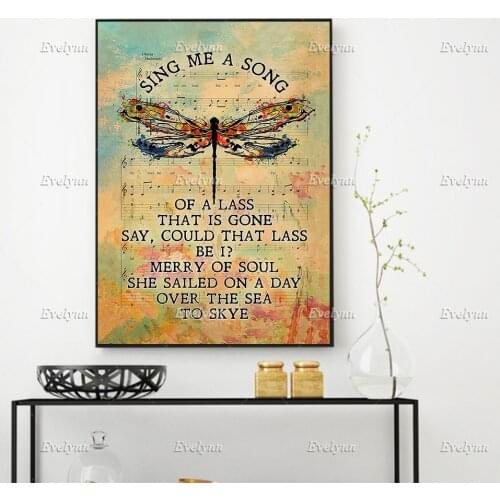 Skye Boat Song For Fan Outlander Sing Me ASong Of A Lass HippieDragonfly Poster,Wall Art Prints Home Decor Canvas Floating Frame