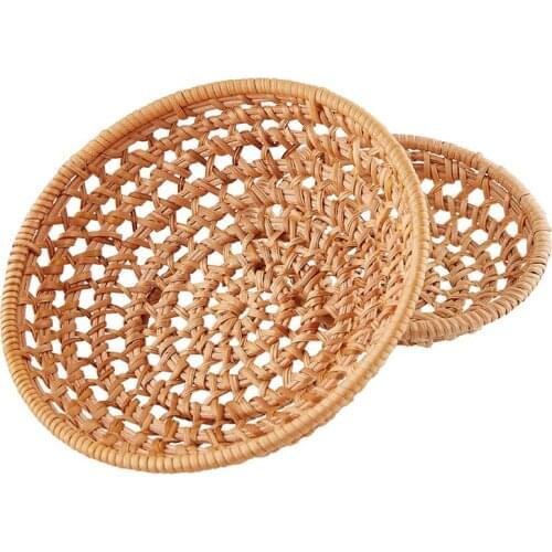 Hand-Woven Tray, 2 Pcs Rattan Tray,Bread Storage Basket,Fruit and Vegetable Food Tray for Restaurant Food Snack Serving
