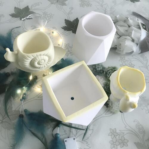 Polymer Clay Resin Pot Mould 3D Cement Flower Pot Vase Molds Concrete Silicone Planter Mould