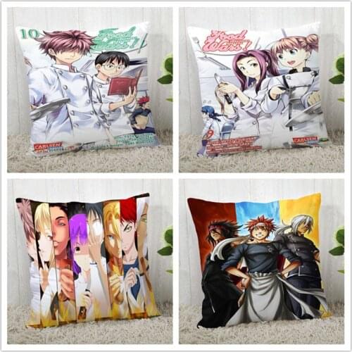 Custom Shokugeki no Soma Pillow Case Polyester Decorative Pillowcases zipper Pillow Case Pillowcase Cover Square 40*40cm