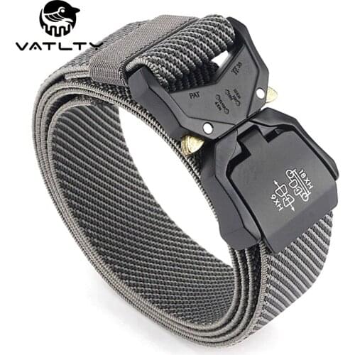 Fashion Stretch Belt Aluminum Alloy Quick Release Buckle Outdoor Work Sports Belt Strong Nylon Military Army Non-Slip Belt Men