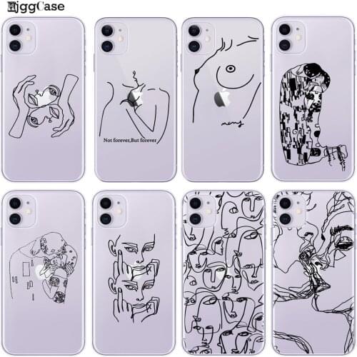 Abstract Art Kiss More Often Face Line Clear Silicon Phone Case For Coque iPhone 11 Pro X XR XS Max 8 7 6 6S Plus SE 2020 Cover