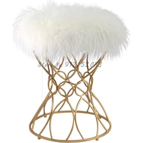 Modern minimalist dressing table stool fashion iron art light luxury shoe changing stool princess chair Nordic girl net red make