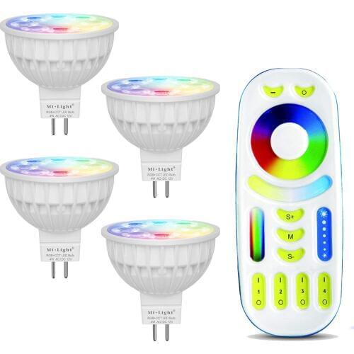 Mi-light Dimmable MR16 4W Led Bulb RGBW/WW LED Spotlight Smart Led Lamp with Touch Remote
