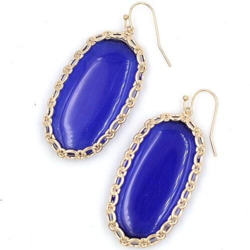 Twist Fram Large Oval Dangle Earrings Multi Resin AB Clear Glass Stone Huge Oval Drop Earrings