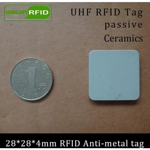 UHF RFID metal tag 915m 868m Alien Higgs3 EPCC1G2 6C casting fixture tool 28*28*4mm square Ceramics smart card passive RFID tags