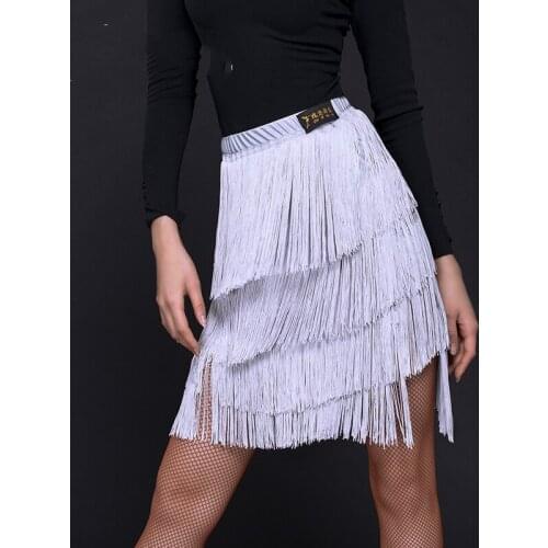 Female Adult Latin Dance Skirts Summer Four-Layer Fringed Tassel Skirts Practice Dress National Standard Dance Costumes DN9653