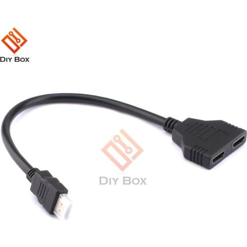 1PC HD-MI Compatible 2 Dual Port Y Splitter HD 1080P V1.4 Male To Double Female Adapter Cable 1 In 2 Out Converter Connect Cable
