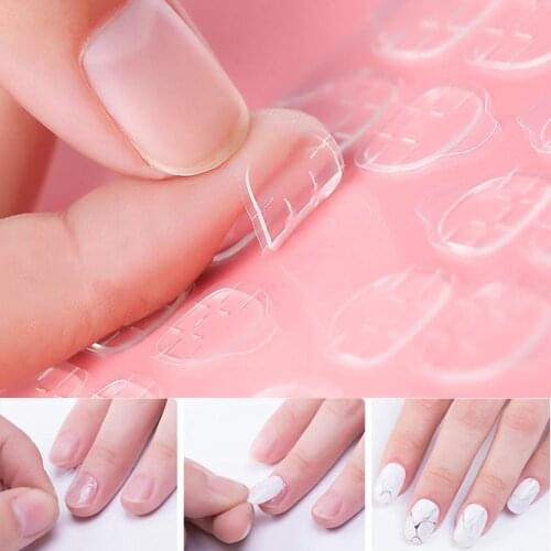 120Pcs Clear Double Sided Fake Art Nails Adhesive Tapes Sticker Faux Fingernails