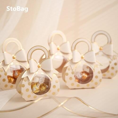 StoBag 20pcs Romantic Marriage Wedding Candy Favors Box Creativity Specially Birthday Party Chocolate Bow Boxes With Window