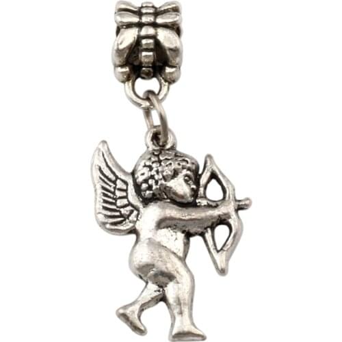 25 Pcs/ Lot Dangle Love angel Cupid Alloy Charm Beads Fit Charm Bracelet Jewelry DIY 15x33mm A-417a
