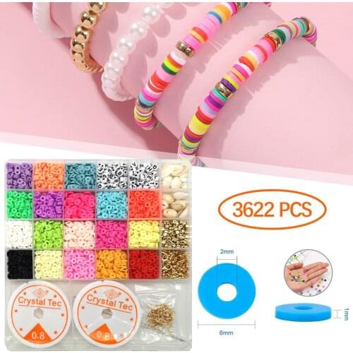 3622 Pcs Clay Beads for DIY Jewelry Making Polymer Clay Beads Handmade Heishi Beads for Necklace Bracelet Earring Finding Crafts