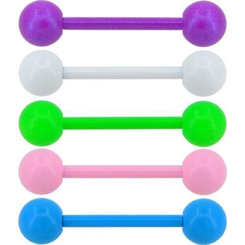 Body Punk 5PCS 316L Stainless Steel Tongue Barbell Multiple Color Tongue Rings for Women Body Piercing